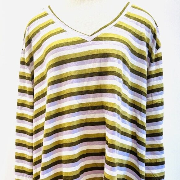 NWT SONOMA Women Long Sleeve Pullover Striped The Everyday Tee Shirt Top Size 5X - Picture 1 of 11